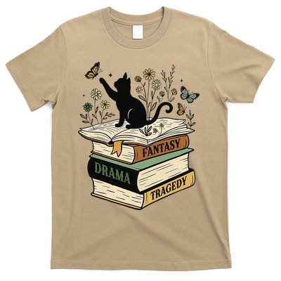 Fantasy Drama Tragedy Cat Book Lover Reading Humor T-Shirt