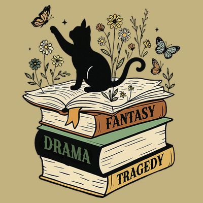 Fantasy Drama Tragedy Cat Book Lover Reading Humor T-Shirt