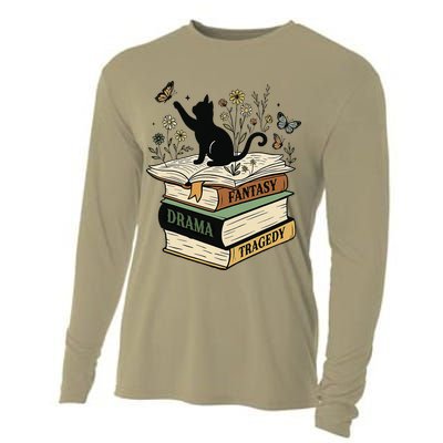 Fantasy Drama Tragedy Cat Book Lover Reading Humor Cooling Performance Long Sleeve Crew