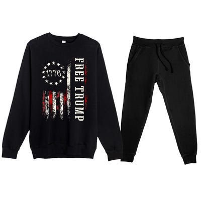 Free Donald Trump Republican Support Pro Trump American Flag Premium Crewneck Sweatsuit Set