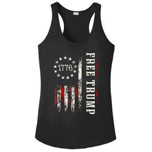 Free Donald Trump Republican Support Pro Trump American Flag Ladies PosiCharge Competitor Racerback Tank