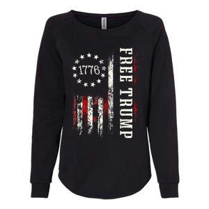 Free Donald Trump Republican Support Pro Trump American Flag Womens California Wash Sweatshirt