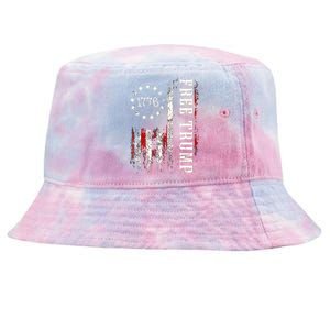 Free Donald Trump Republican Support Pro Trump American Flag Tie-Dyed Bucket Hat