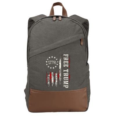 Free Donald Trump Republican Support Pro Trump American Flag Cotton Canvas Backpack