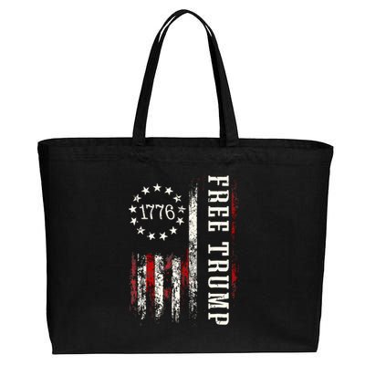 Free Donald Trump Republican Support Pro Trump American Flag Cotton Canvas Jumbo Tote