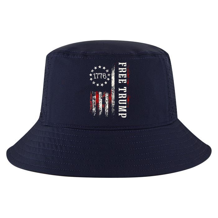 Free Donald Trump Republican Support Pro Trump American Flag Cool Comfort Performance Bucket Hat