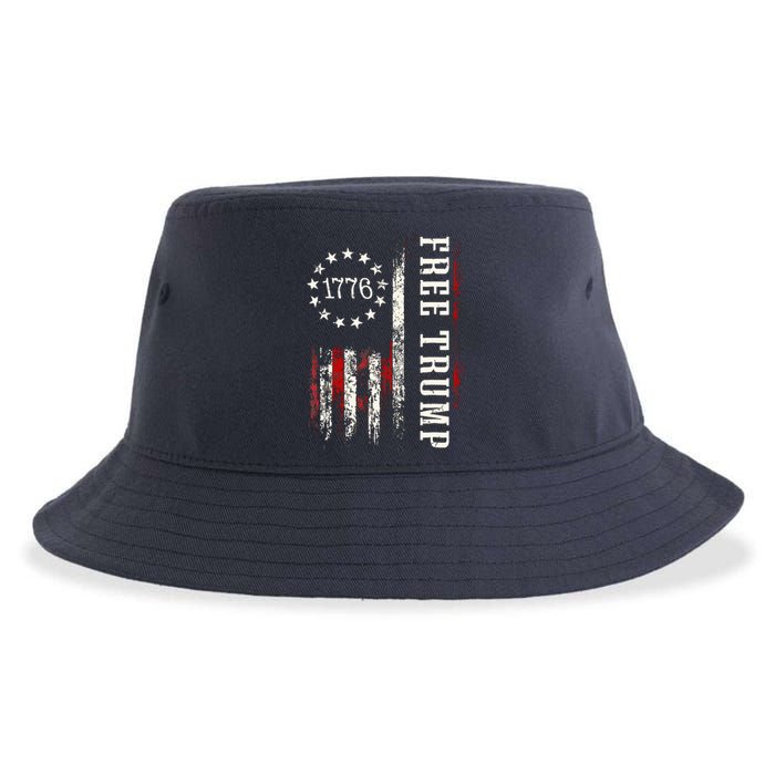 Free Donald Trump Republican Support Pro Trump American Flag Sustainable Bucket Hat