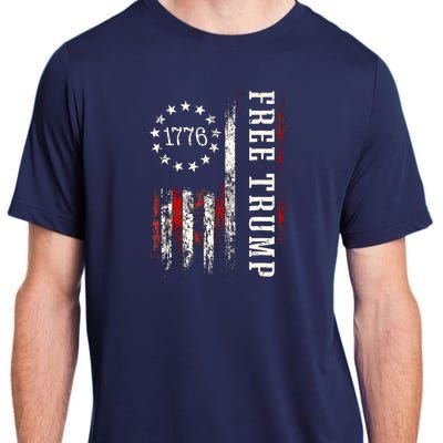 Free Donald Trump Republican Support Pro Trump American Flag Adult ChromaSoft Performance T-Shirt