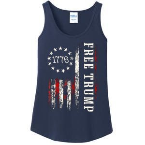 Free Donald Trump Republican Support Pro Trump American Flag Ladies Essential Tank