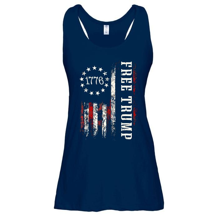 Free Donald Trump Republican Support Pro Trump American Flag Ladies Essential Flowy Tank