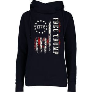 Free Donald Trump Republican Support Pro Trump American Flag Womens Funnel Neck Pullover Hood