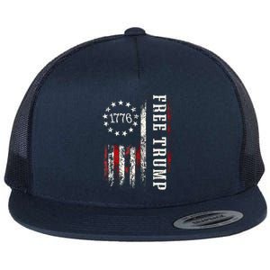 Free Donald Trump Republican Support Pro Trump American Flag Flat Bill Trucker Hat