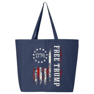 Free Donald Trump Republican Support Pro Trump American Flag 25L Jumbo Tote