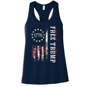 Free Donald Trump Republican Support Pro Trump American Flag Women's Racerback Tank