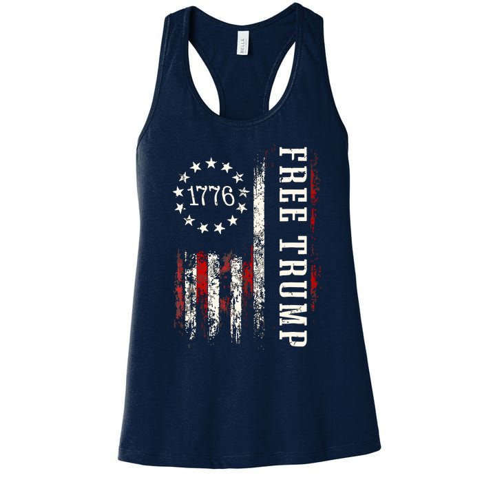 Free Donald Trump Republican Support Pro Trump American Flag Women's Racerback Tank