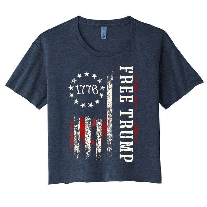 Free Donald Trump Republican Support Pro Trump American Flag Women's Crop Top Tee