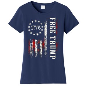 Free Donald Trump Republican Support Pro Trump American Flag Women's T-Shirt