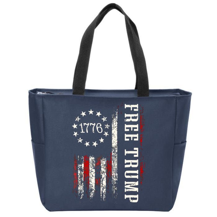 Free Donald Trump Republican Support Pro Trump American Flag Zip Tote Bag