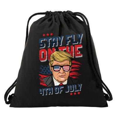 Funny Donald Trump Stay Fly July 4th Merica Patriotic Great Gift Drawstring Bag