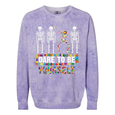 Funny Dare To Be Yourself Cute Autistic Gift Colorblast Crewneck Sweatshirt