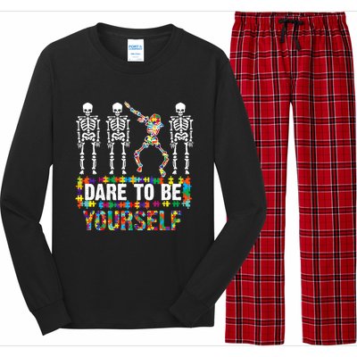 Funny Dare To Be Yourself Cute Autistic Gift Long Sleeve Pajama Set