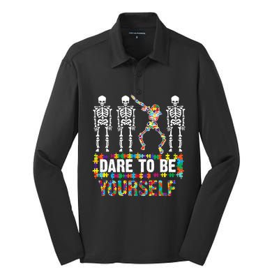 Funny Dare To Be Yourself Cute Autistic Gift Silk Touch Performance Long Sleeve Polo