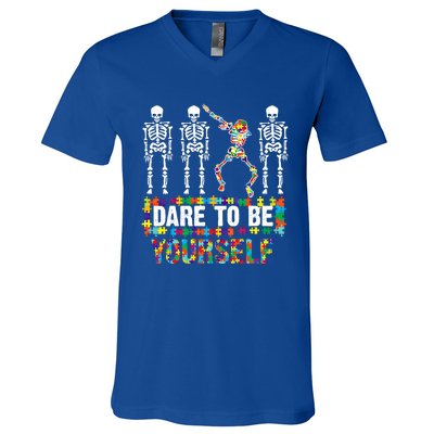 Funny Dare To Be Yourself Cute Autistic Gift V-Neck T-Shirt