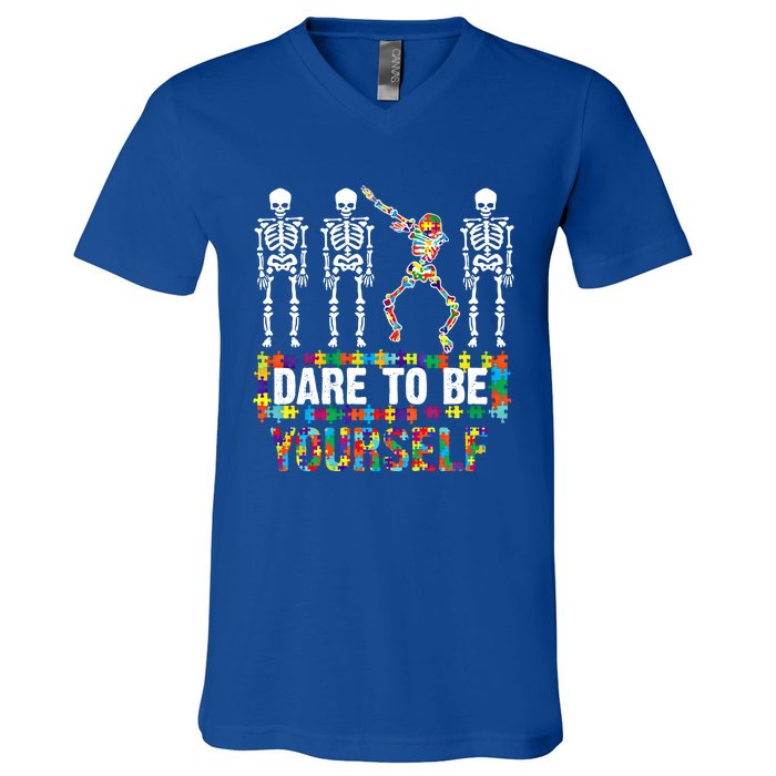 Funny Dare To Be Yourself Cute Autistic Gift V-Neck T-Shirt