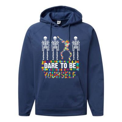 Funny Dare To Be Yourself Cute Autistic Gift Performance Fleece Hoodie