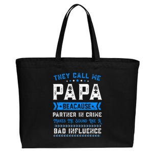 FatherS Day They Call Me Papa Because Partner In Crime Cotton Canvas Jumbo Tote