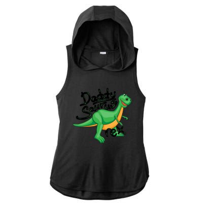 Funny Daddysaurus Trex And Dinosaur Lovers Funny Gift Ladies PosiCharge Tri-Blend Wicking Draft Hoodie Tank