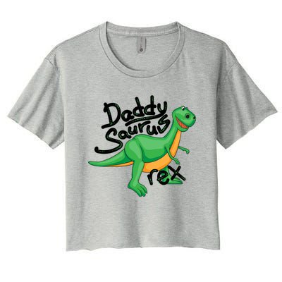 Funny Daddysaurus Trex And Dinosaur Lovers Funny Gift Women's Crop Top Tee