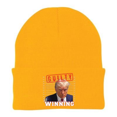 Funny Donald Trump Mug Shot Guilty Of Winning Funny 2024 Election Knit Cap Winter Beanie