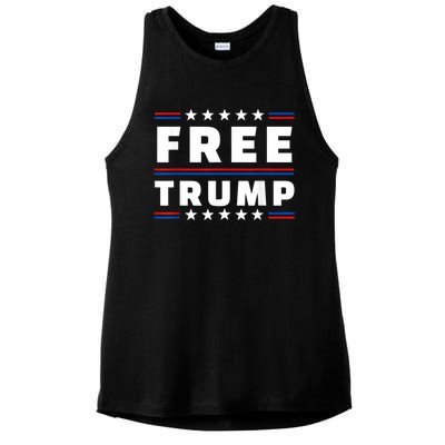 Free Donald Trump Republican Support Ladies PosiCharge Tri-Blend Wicking Tank