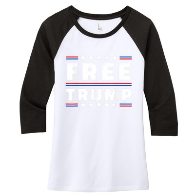 Free Donald Trump Republican Support Women's Tri-Blend 3/4-Sleeve Raglan Shirt