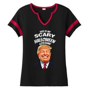 Funny Donald Trump Scary Halloween Gag President Ladies Halftime Notch Neck Tee