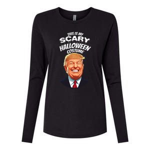 Funny Donald Trump Scary Halloween Gag President Womens Cotton Relaxed Long Sleeve T-Shirt