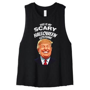 Funny Donald Trump Scary Halloween Gag President Women's Racerback Cropped Tank