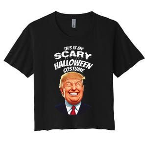 Funny Donald Trump Scary Halloween Gag President Women's Crop Top Tee