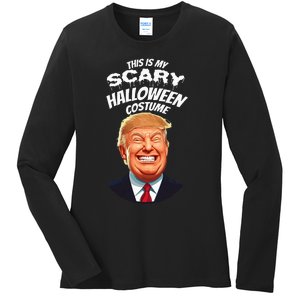 Funny Donald Trump Scary Halloween Gag President Ladies Long Sleeve Shirt