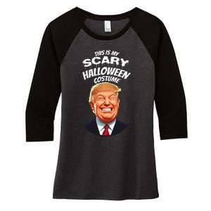 Funny Donald Trump Scary Halloween Gag President Women's Tri-Blend 3/4-Sleeve Raglan Shirt