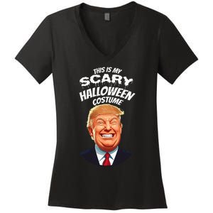 Funny Donald Trump Scary Halloween Gag President Women's V-Neck T-Shirt