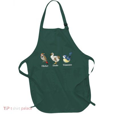 Flicker Dodo Titmouse Bird Clever Birdwatcher Humor Full-Length Apron With Pockets
