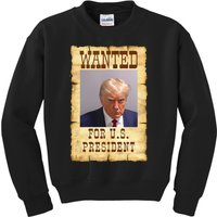 Funny DONALD TRUMP MUG SHOT WANTED SIGN Kids Sweatshirt