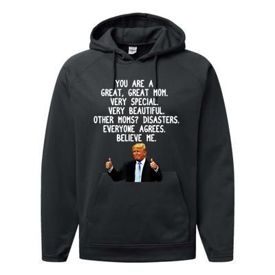 Funny Donald Trump Gift For Mother's Day Gag Gift Conservative Mom Performance Fleece Hoodie