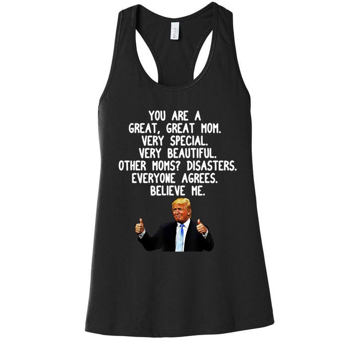 Funny Donald Trump Gift For Mother's Day Gag Gift Conservative Mom Women's Racerback Tank