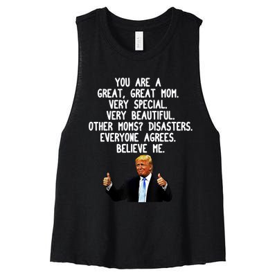 Funny Donald Trump Gift For Mother's Day Gag Gift Conservative Mom Women's Racerback Cropped Tank