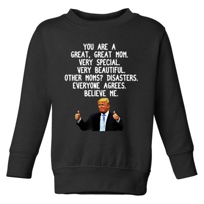 Funny Donald Trump Gift For Mother's Day Gag Gift Conservative Mom Toddler Sweatshirt