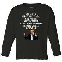 Funny Donald Trump Gift For Mother's Day Gag Gift Conservative Mom Toddler Long Sleeve Shirt