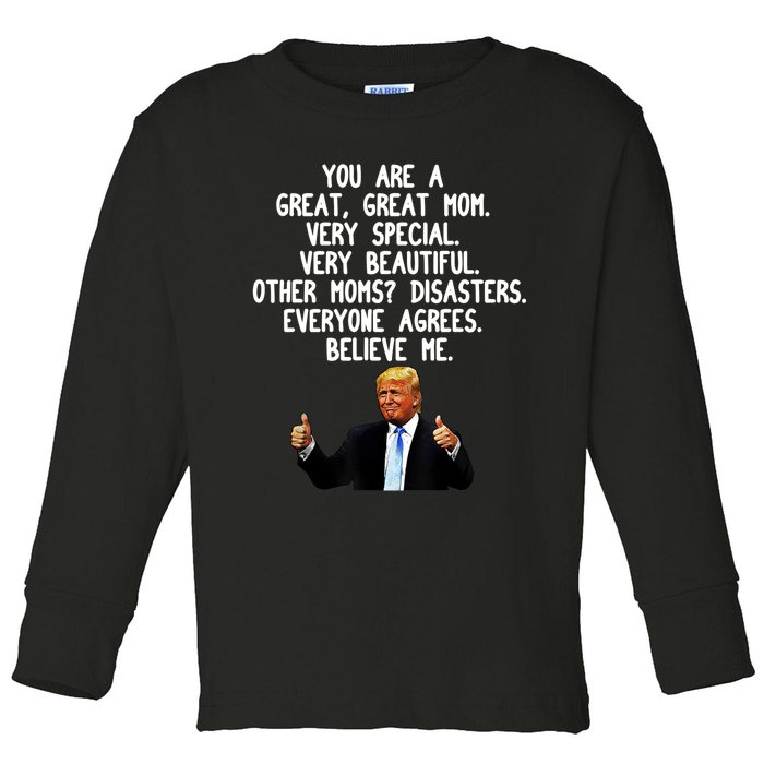 Funny Donald Trump Gift For Mother's Day Gag Gift Conservative Mom Toddler Long Sleeve Shirt